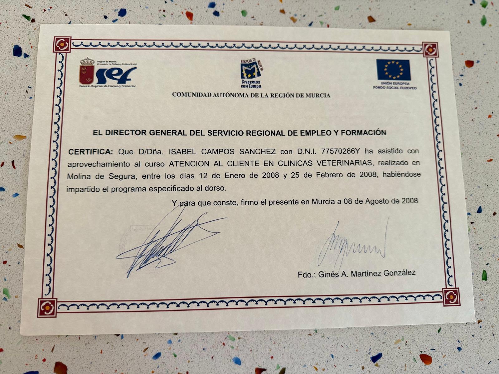 Diploma Atención al Cliente Veterinarias